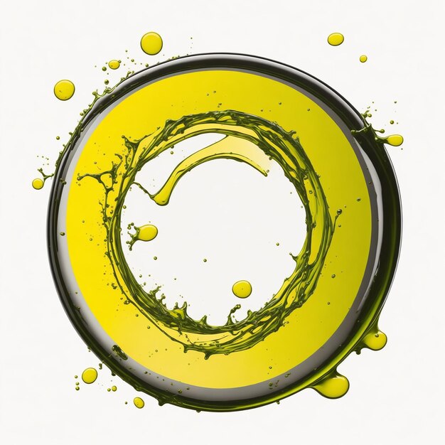 splash of olive or engine oil arranged in a circle isolated on transparent or white background