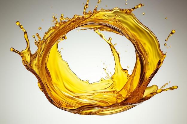 Splash of olive or Engine oil Isolated on a White Background Generative Ai