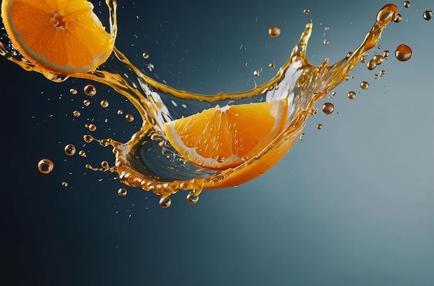 A splash of orange juice captured in midair