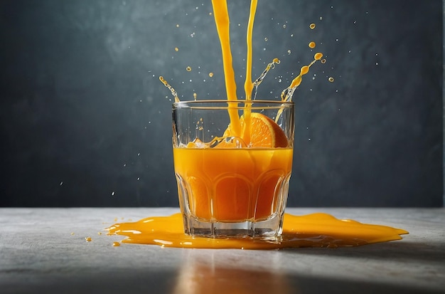 Splash of orange juice in a glass