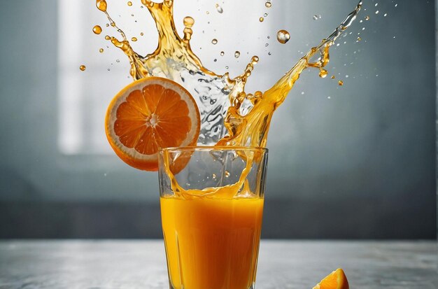 Splash of orange juice in a glass