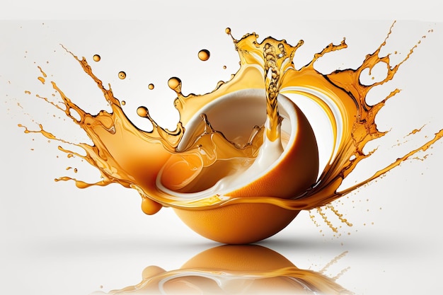 Splash of orange juice on a white background