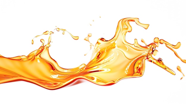 splash of orange transparent liquid on a white background