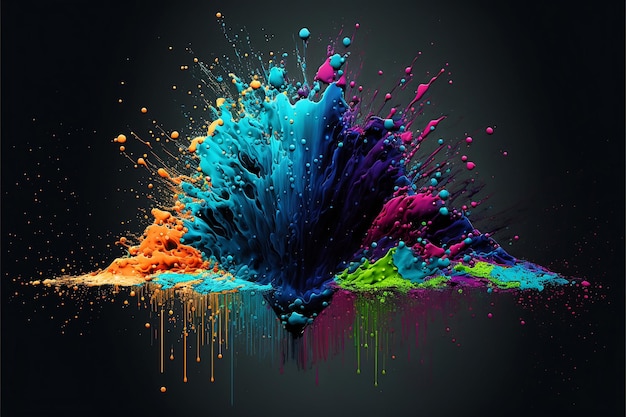 페인트의 스플래시 다채로운 추상적 배경 색깔의 부동 액체 디지털 아트