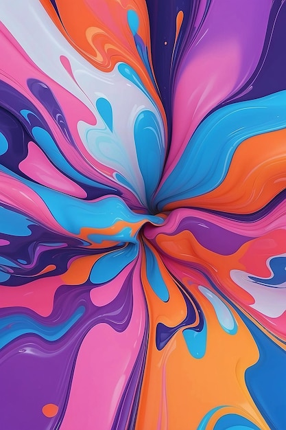Всплеск краски красочный абстрактный фон цифрового искусства цветной плавучей жидкости в тенденции цвета розовый оранжевый синий и фиолетовый ai генерировать