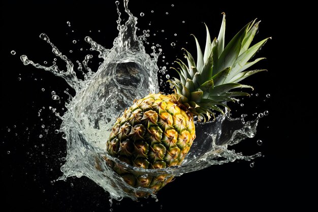 Photo a splash of pineapple juice in midair captured with highspeed photography