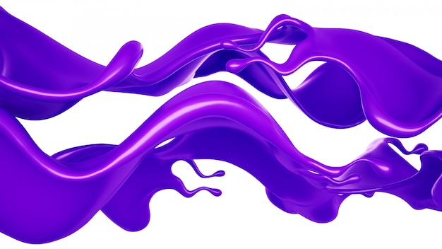 A splash of purple paint. 3d rendering.