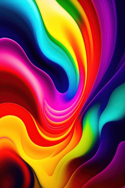 虹のペイントのスプラッシュ煙うねる炎の背景抽象的な色の渦巻き壁紙
