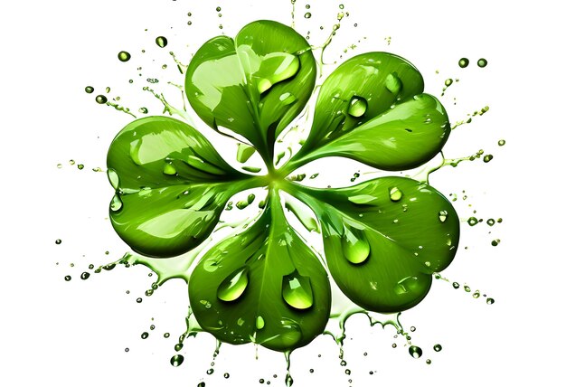 Splash of shamrock with drops on white background