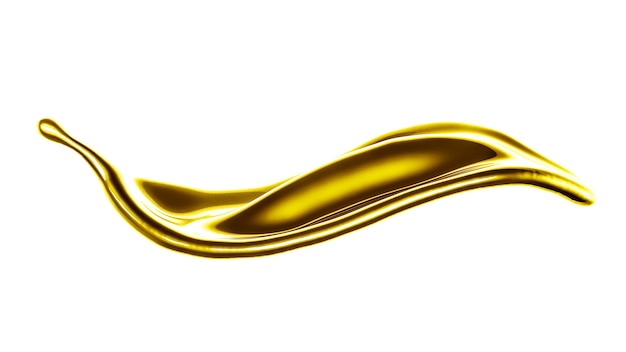 A splash of thick, golden liquid. 3d illustration, 3d rendering.