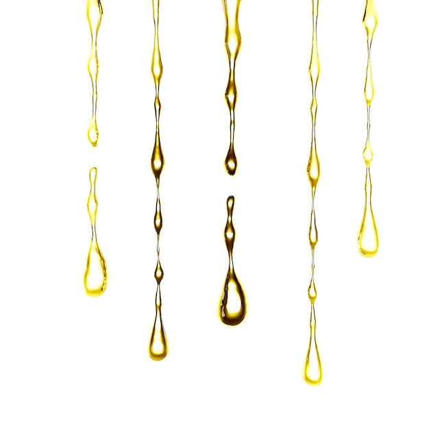 Foto una spruzzata di liquido denso e dorato. illustrazione 3d, rendering 3d.