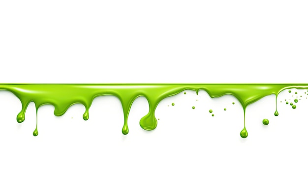 Splash of thick green fluid paint on isolated white background