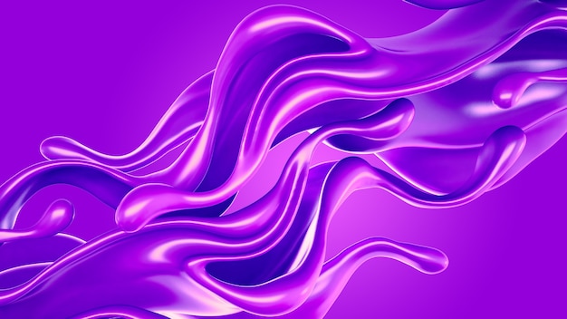 Spruzzata di liquido viola denso. illustrazione 3d, rendering 3d.