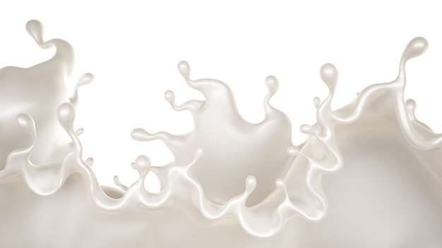 Photo a splash of a thick white liquid. 3d rendering.