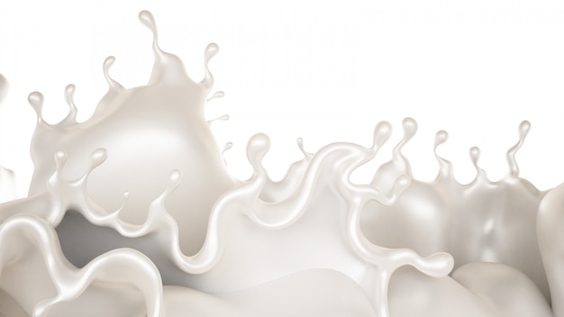 A splash of a thick white liquid. 3d rendering.