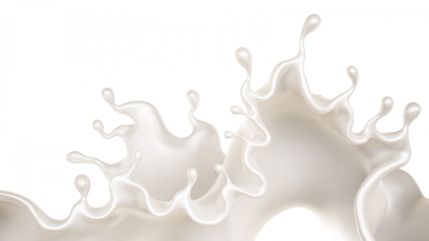 Photo a splash of a thick white liquid. 3d rendering.