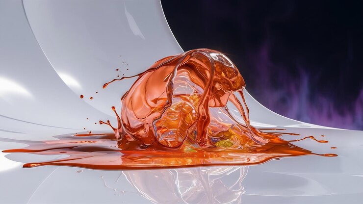 Photo splash of a transparent orange liquid on white background 3d rendering