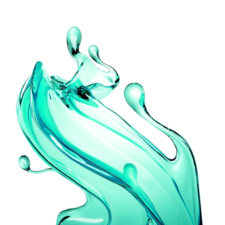 Photo 3dイラストの透明なターコイズブルーの水のスプラッシュ