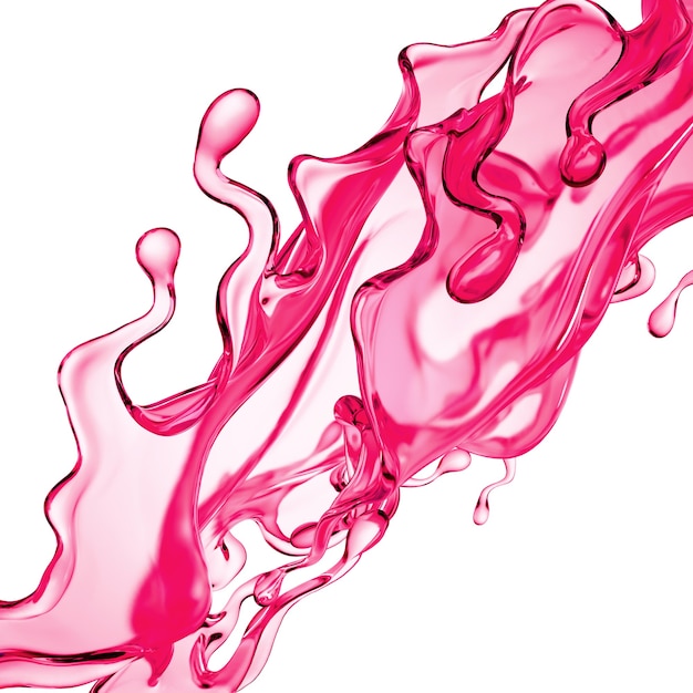 Splash van dikke roze vloeistof. 3d illustratie, 3d-rendering.