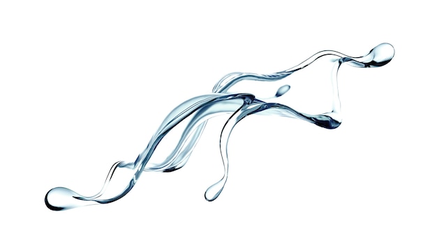 Splash van helder blauw vloeibaar water in 3D-weergave