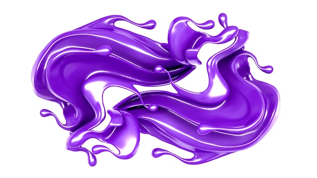 Splash van magenta verf. 3D illustratie, 3D-rendering.