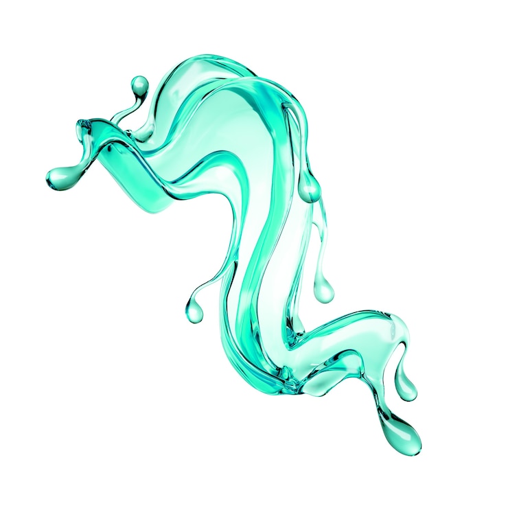 Foto splash van transparant turkoois water op een wit