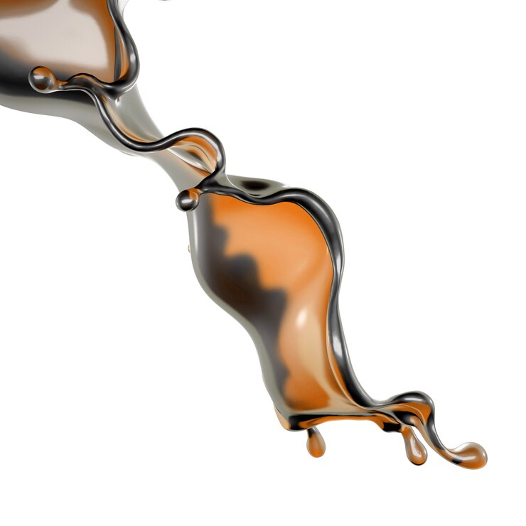 Foto splash van transparante bruine vloeistof op een witte achtergrond. 3d illustratie, 3d-rendering.