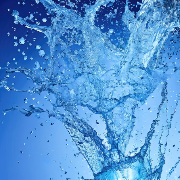 Splash van water op een blauwe achtergrond Generatieve AI