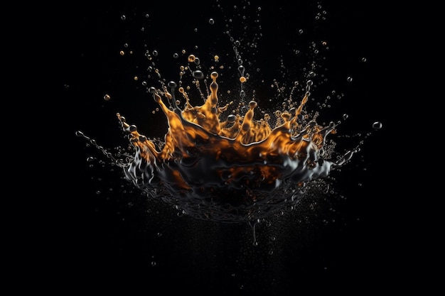 Splash of water on a black background 3d rendering 3d illustration