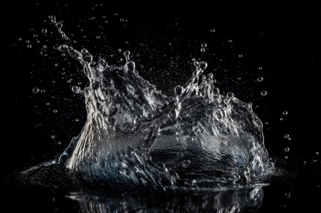 A splash of water on a black surface generative AI