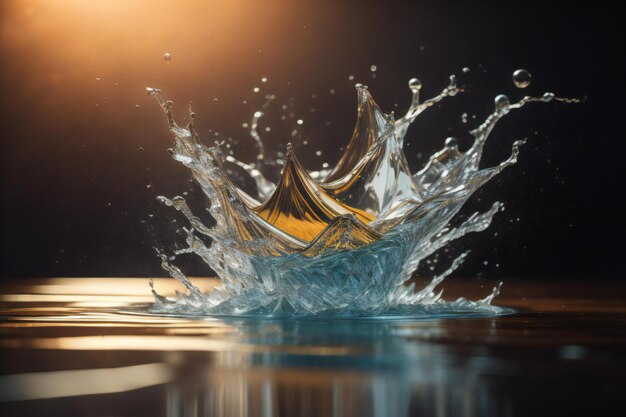 Splash of water in the form of a ship ai generated