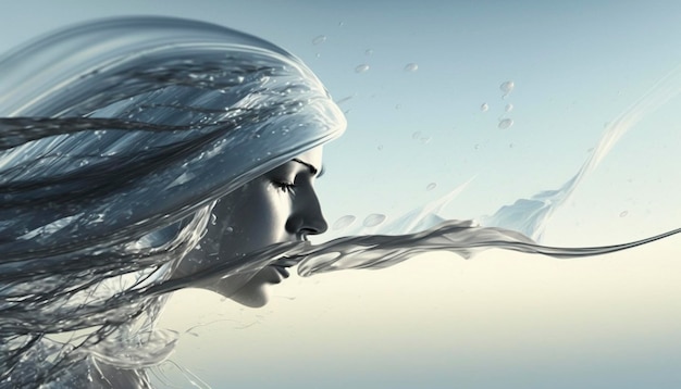 Splash of water in form of woman face abstract Liquid Flying Girl ai generative