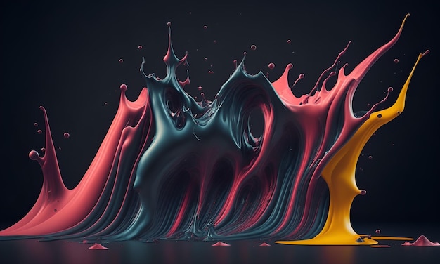 A splash of water is shown in front of a yellow and red liquid