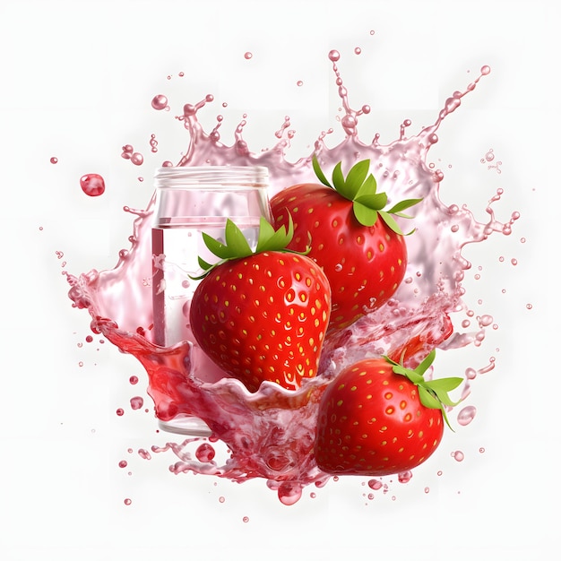 A splash of water and strawberries in a water splash.