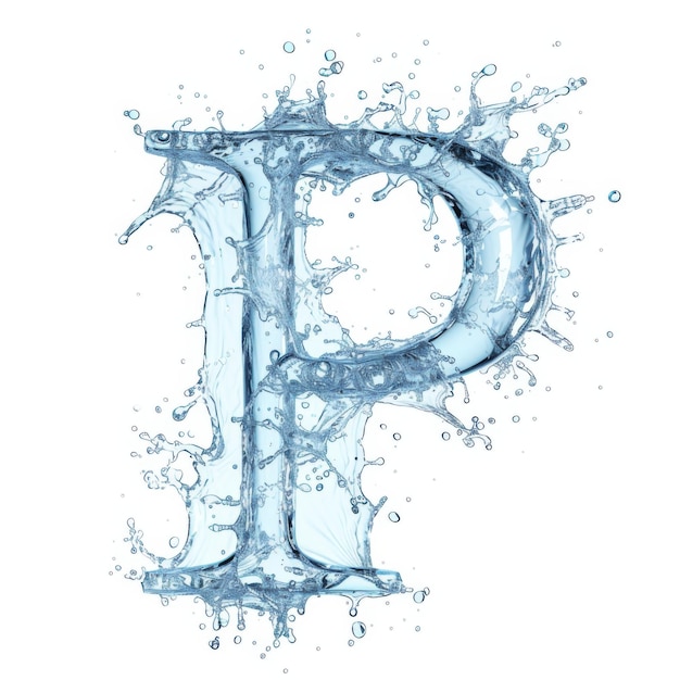 Splash of water takes the shape of the letter P representing the concept of Fluid Typography