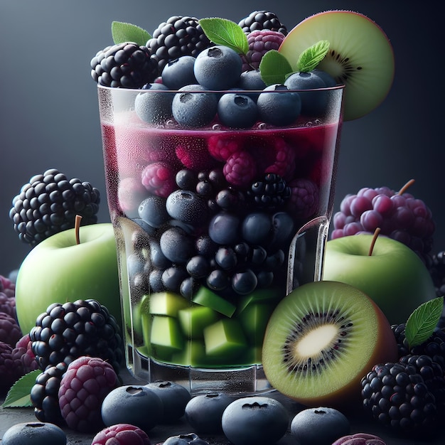 Splash of water with fruits