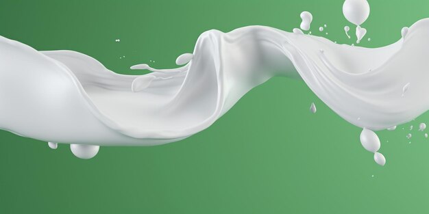 Foto splash di latte bianco su uno sfondo verde