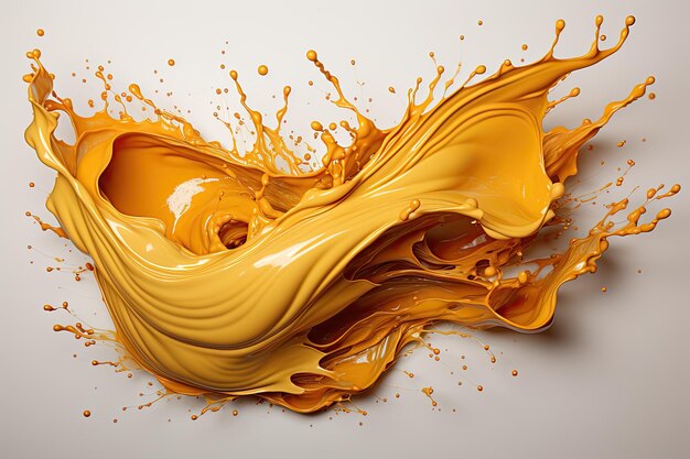 Splash of yellow liquid on light background