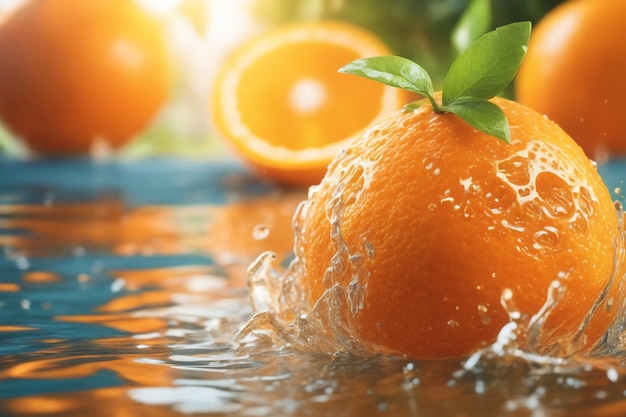 splashed Orange in summer background