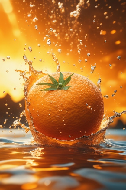 splashed Orange in summer background