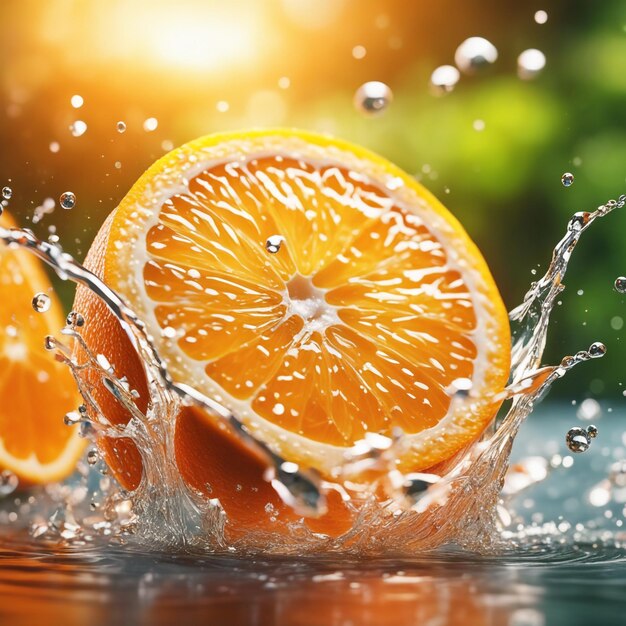 splashed Orange in summer background