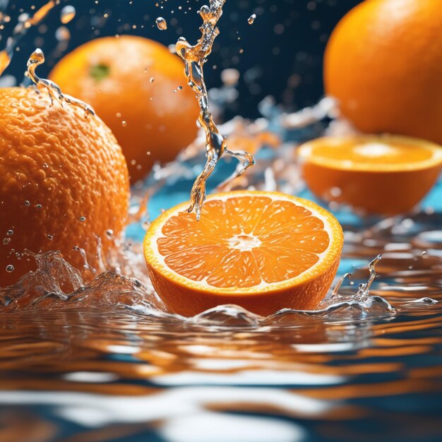 splashed Orange in summer background