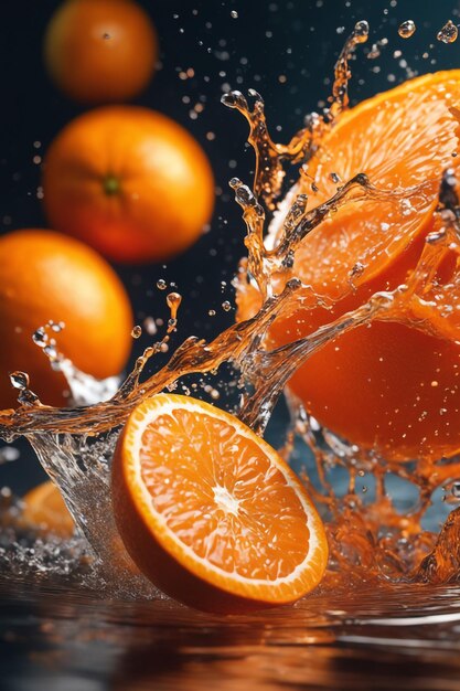 splashed Orange in summer background