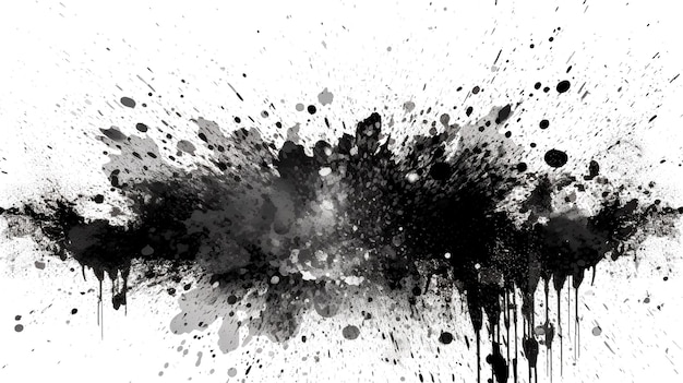 Splashes of black paint on a white background generative ai