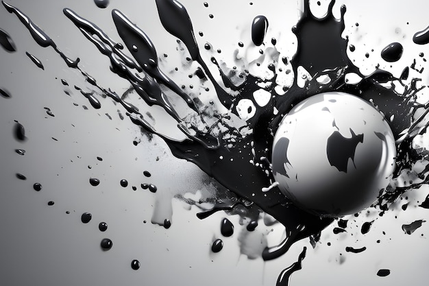 Splashes of black and white beauty blot spots on a black and white background Playground AI platform