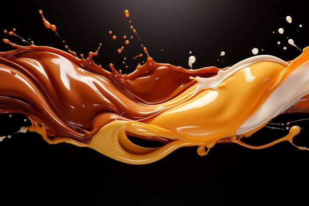 Splashes of chocolate milk caramel in different variations Generative AI