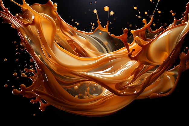 Splashes of chocolate milk caramel in different variations Generative AI