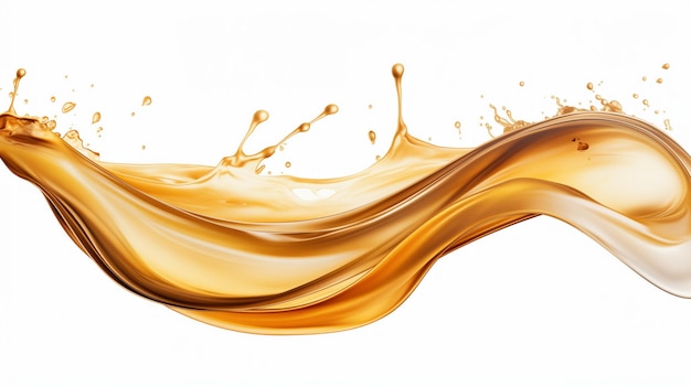 Брызги и капли жидкого масла Свежее оливковое или моторное масло эко-природа золотого цвета крупным планом Блеск желтого Косметическое масло или косметическая эссенция Жидкая капля 3d рендеринг