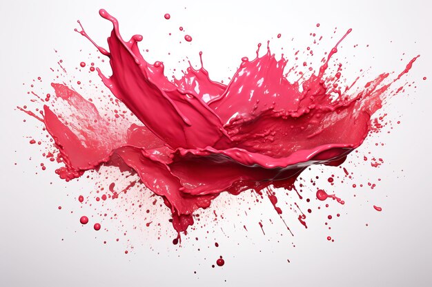 Splashes of liquid lipstick or paint on white background