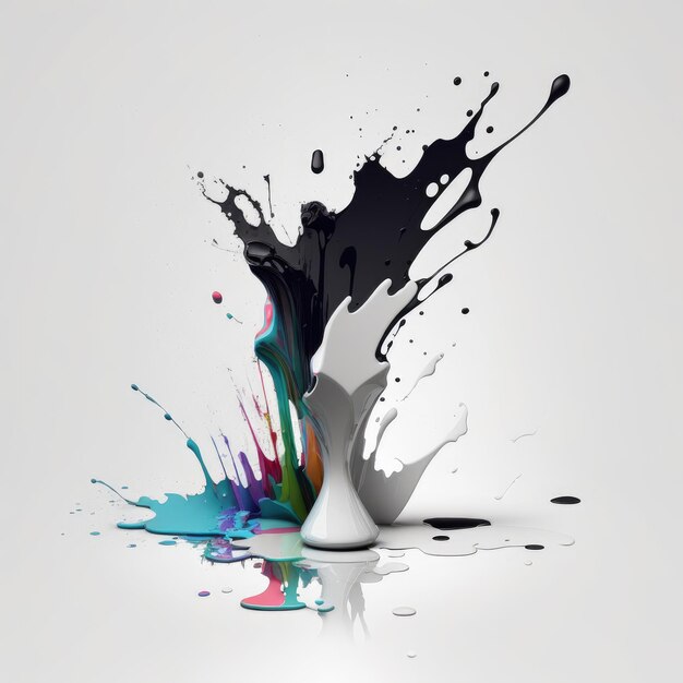 Splashes of liquid multicolored paint Generative AI